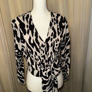 Parker Silky Black and White Animal Print Top
